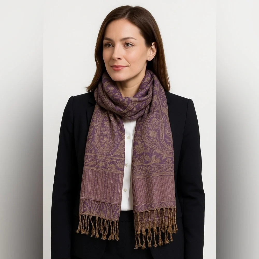 NWOT Pashmina Inspired Multi-Color Fringe Scarf